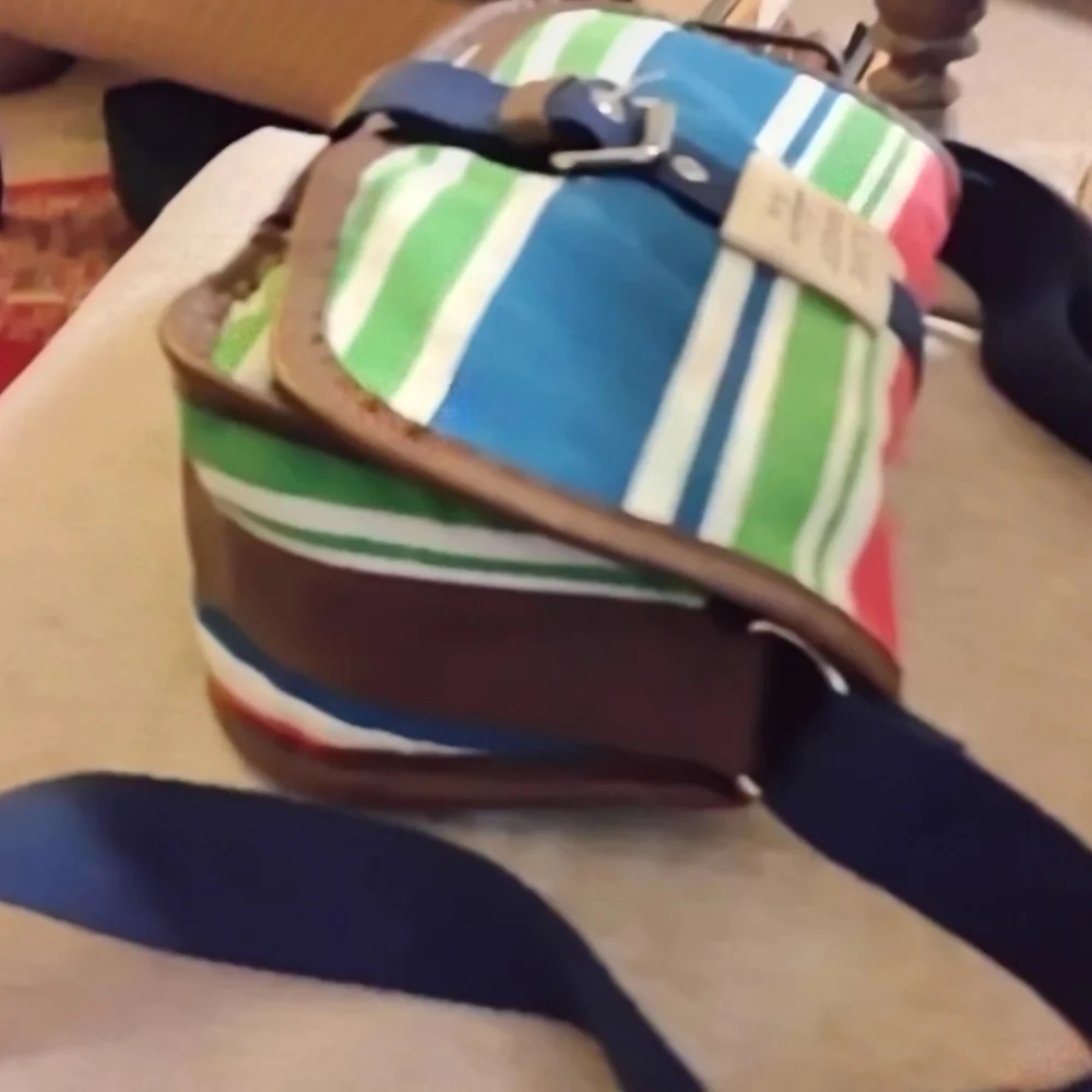 Sloane Ranger Striped Canvas Front Flap Shoulder/Messenger Bag - Picture 3 of 10